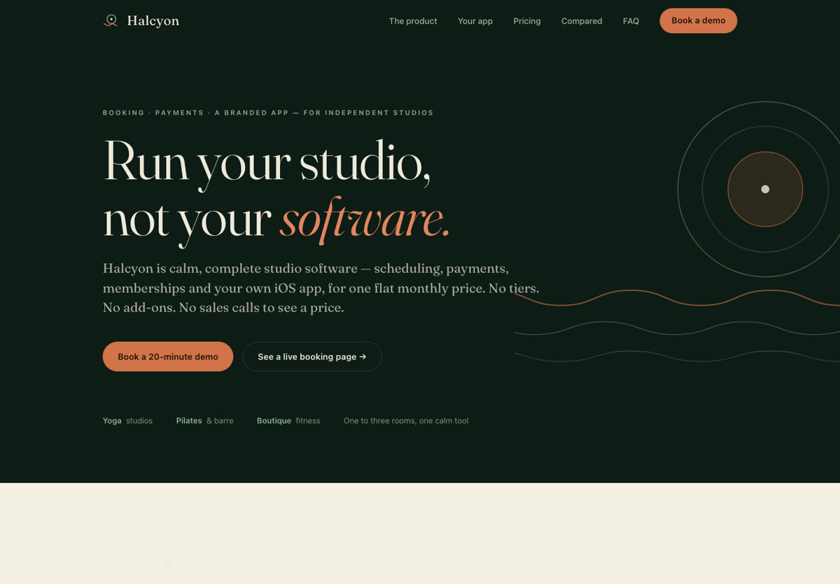 Halcyon — studio software marketing site